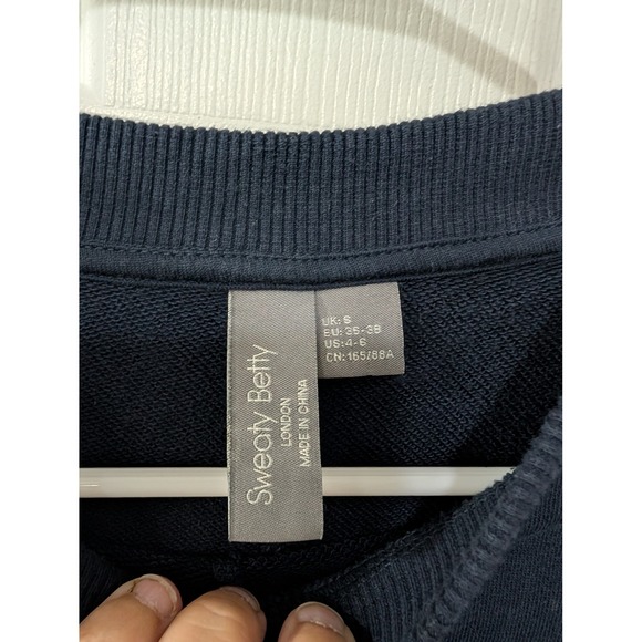 Sweaty Betty, Women's‎ Small (4-6), Navy Crew Neck Revive Sweater, Peplum - Picture 3 of 4